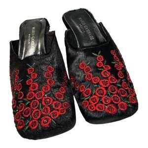 MARCO GAMBASSI black fur-like mules, size 38